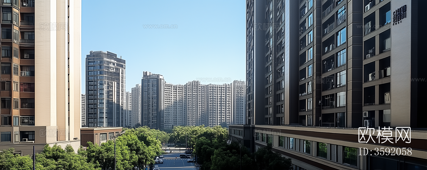 现代白天小区外景建筑下载