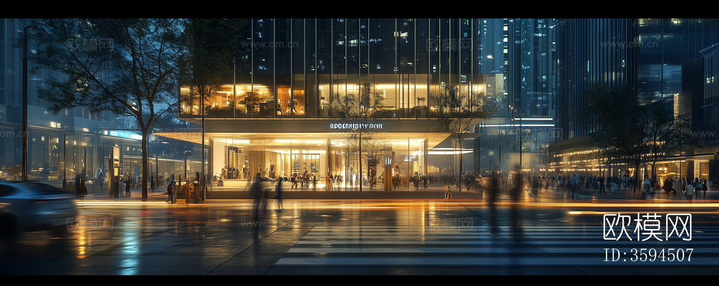 现代城市街道夜景下载