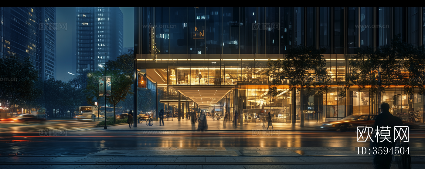 现代城市街道夜景下载