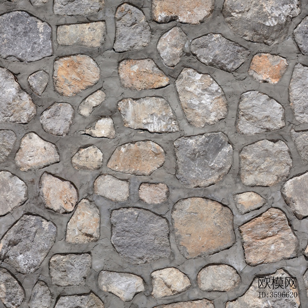 多边形不规则干垒石毛石墙面贴图下载