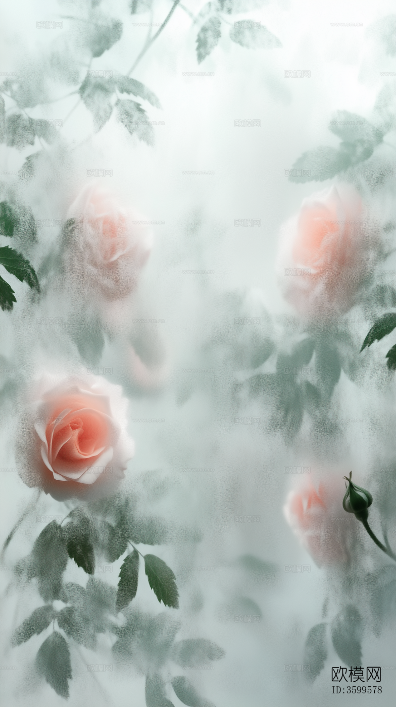 现代新中式艺术玫瑰灯箱透光膜 雾丝板 杜邦纸下载