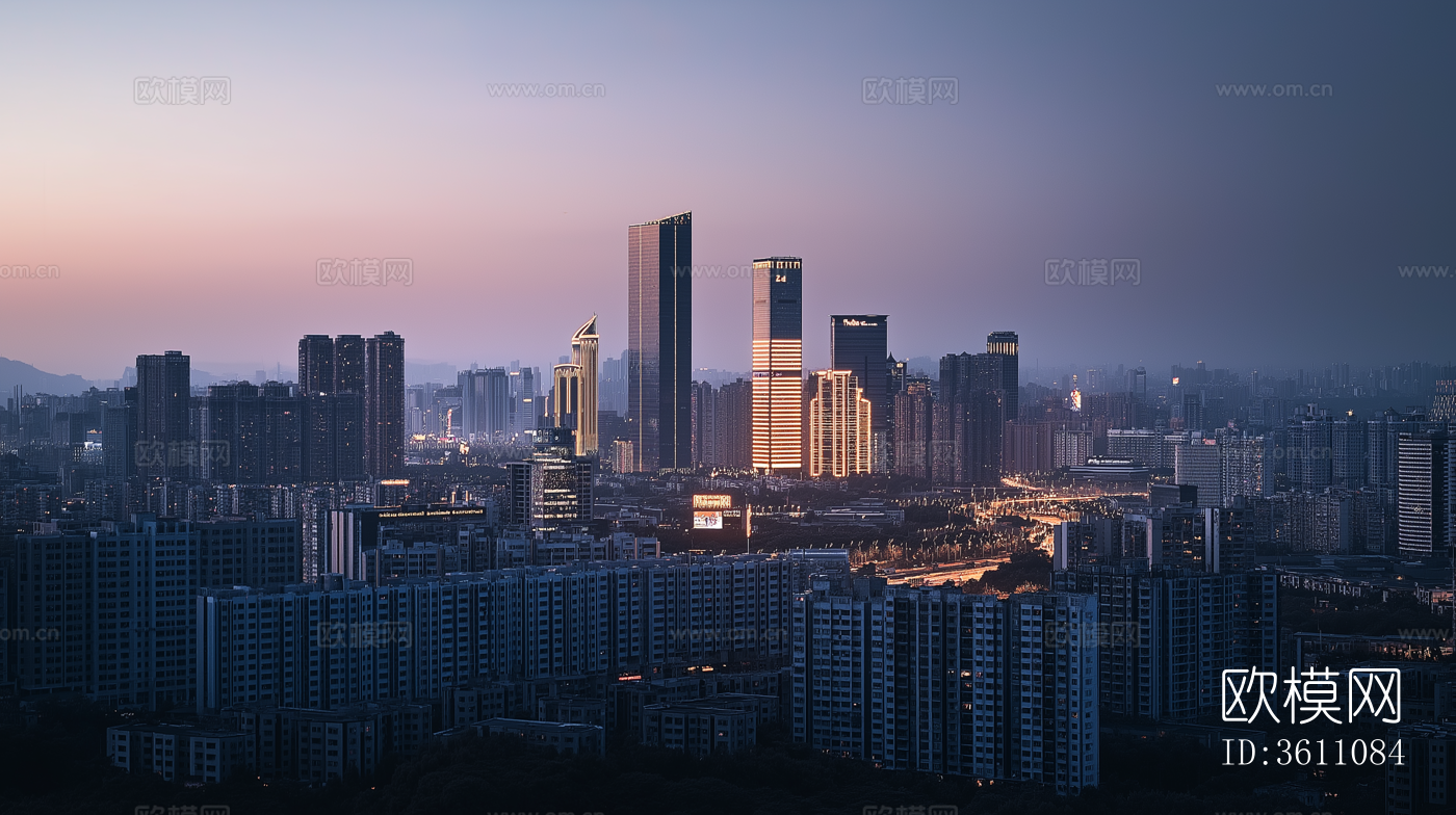 城市傍晚夜景贴图下载