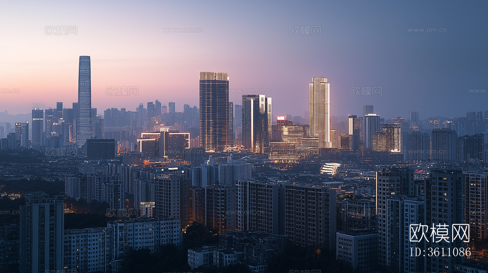 城市傍晚夜景贴图下载