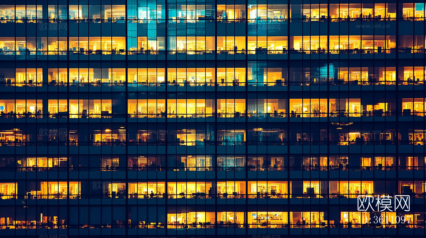 建筑外立面夜晚窗户贴图下载