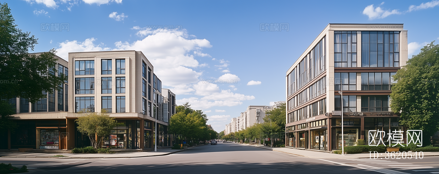 白天商业街外景下载