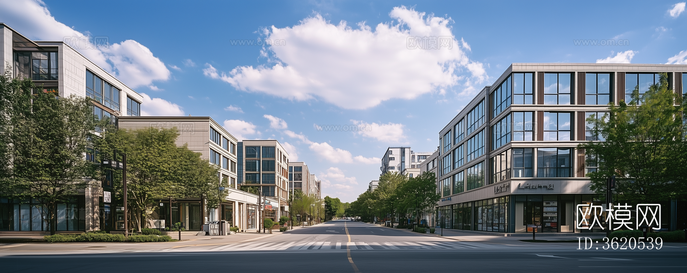 白天商业街外景下载