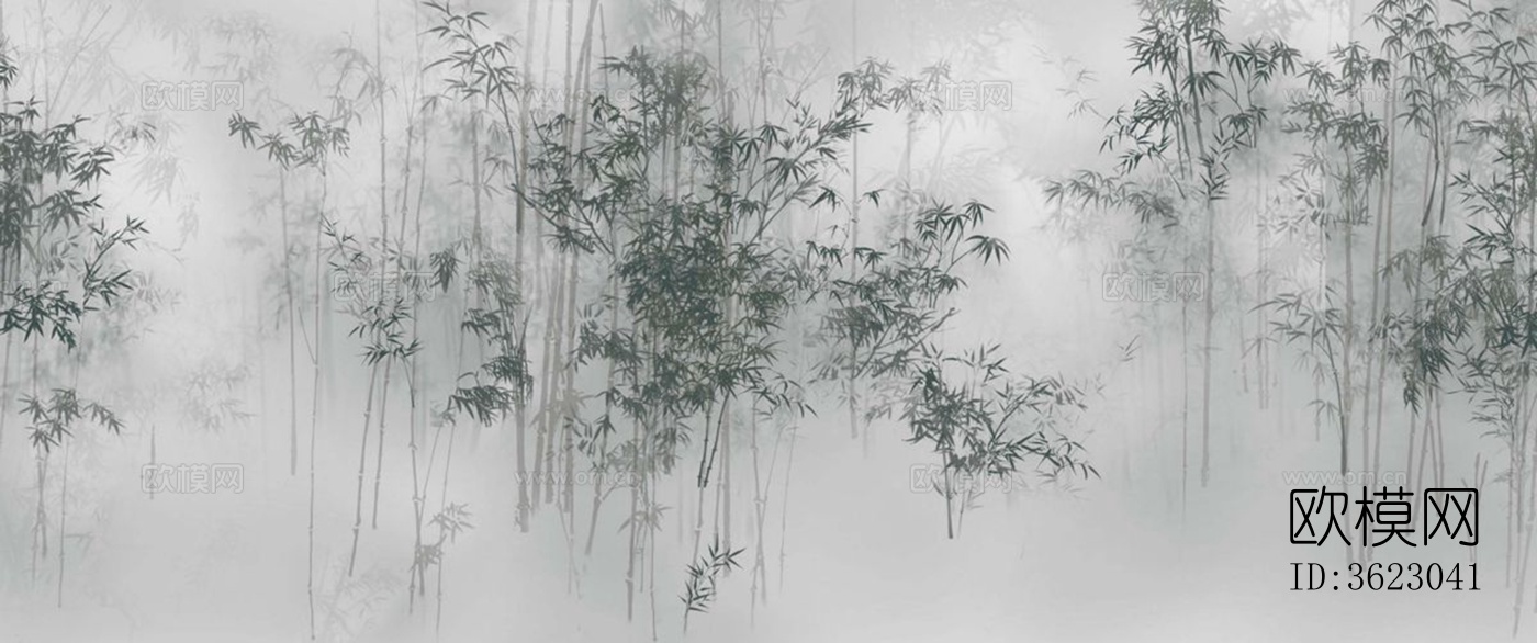 新中式竹子竹林壁画下载