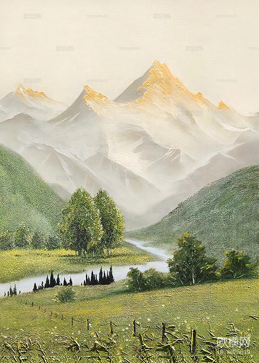 现代风景肌理画装饰画贴图下载