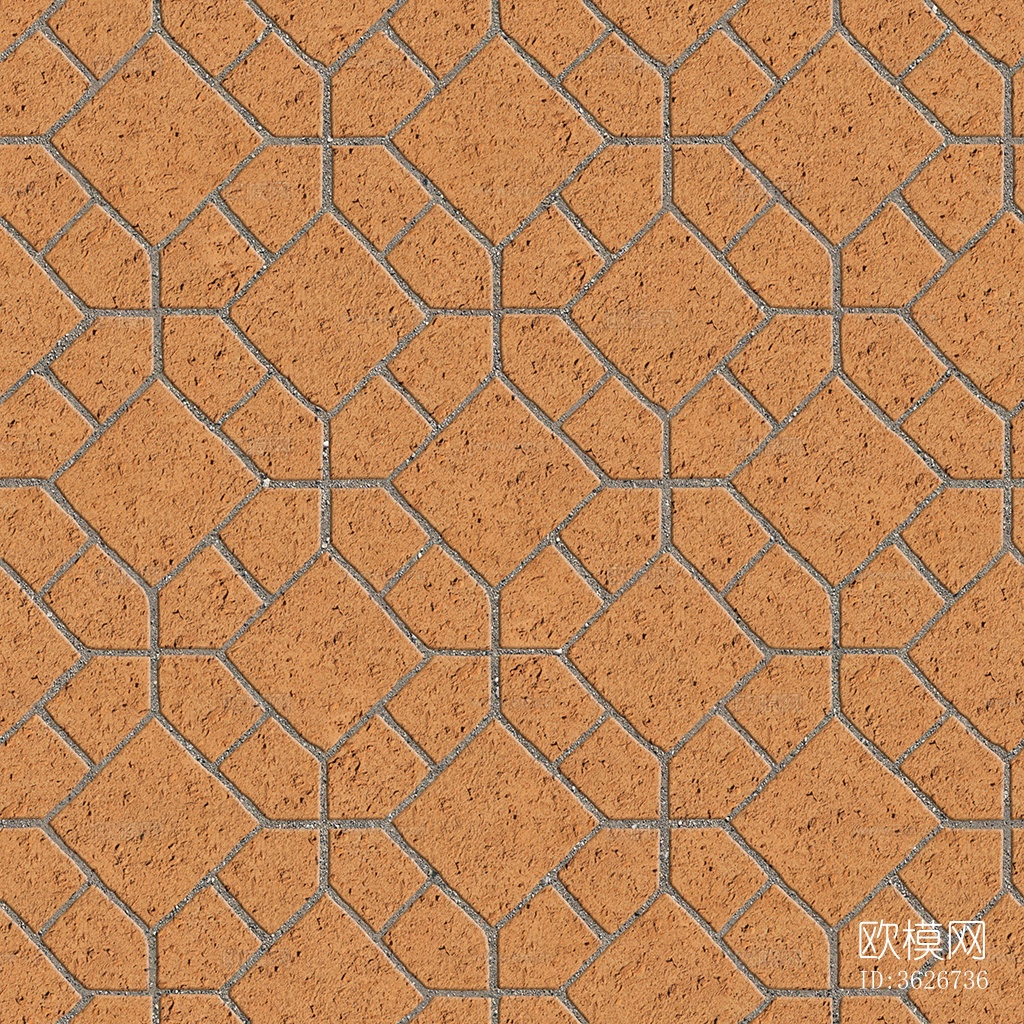 无缝陶瓦几何拼花地砖人行道路地面广场铺贴下载