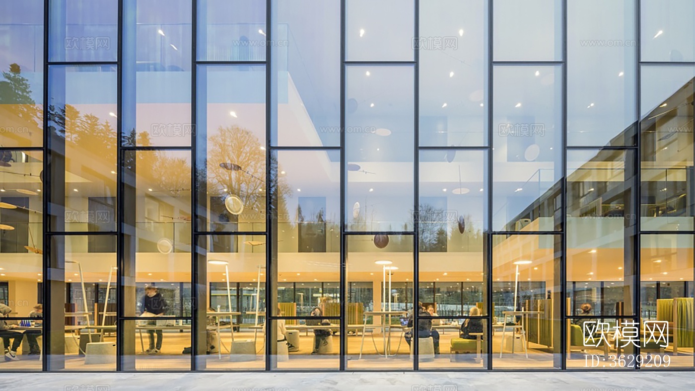 图书馆办公建筑橱窗贴图下载