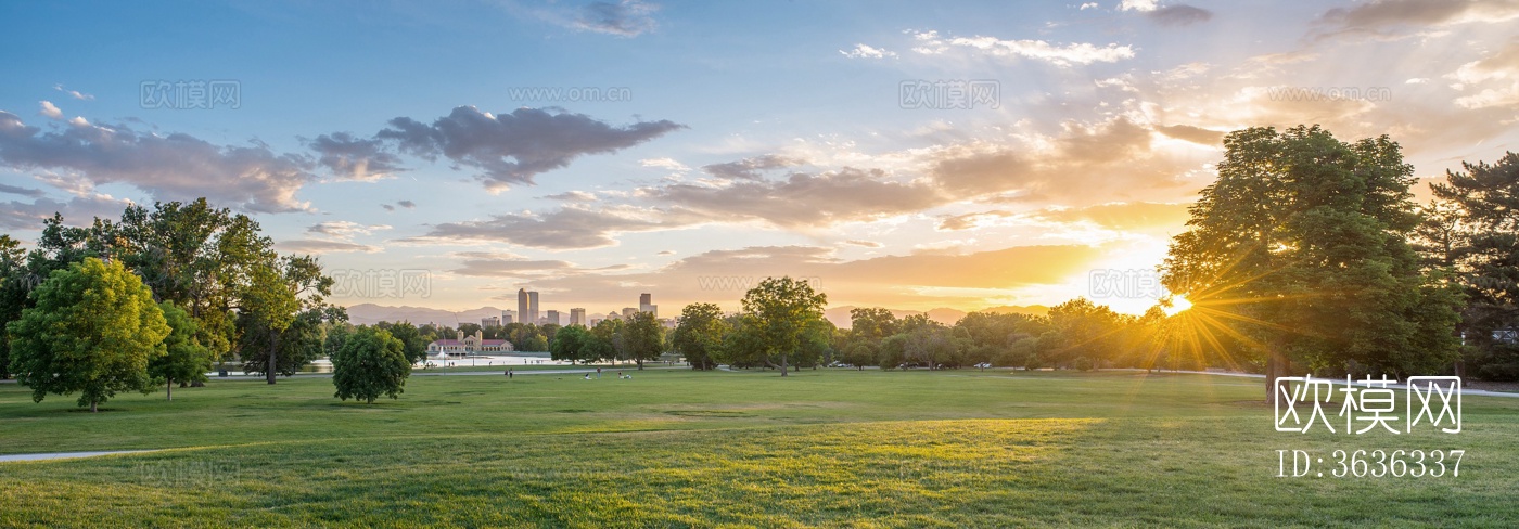 城市公园草地彩云外景贴图