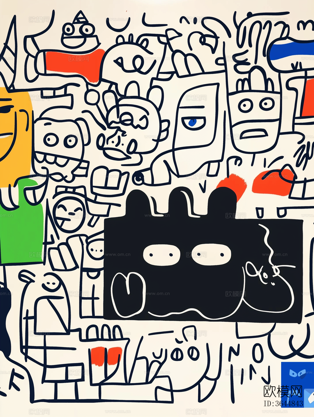 现代色彩卡通抽象挂画下载