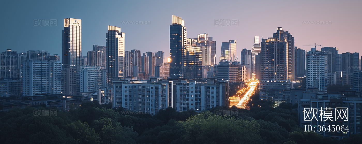 现代傍晚夕阳夜景外景贴图下载