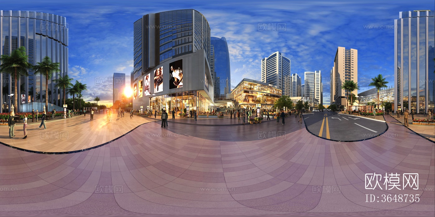 室外商业街黄昏HDR下载