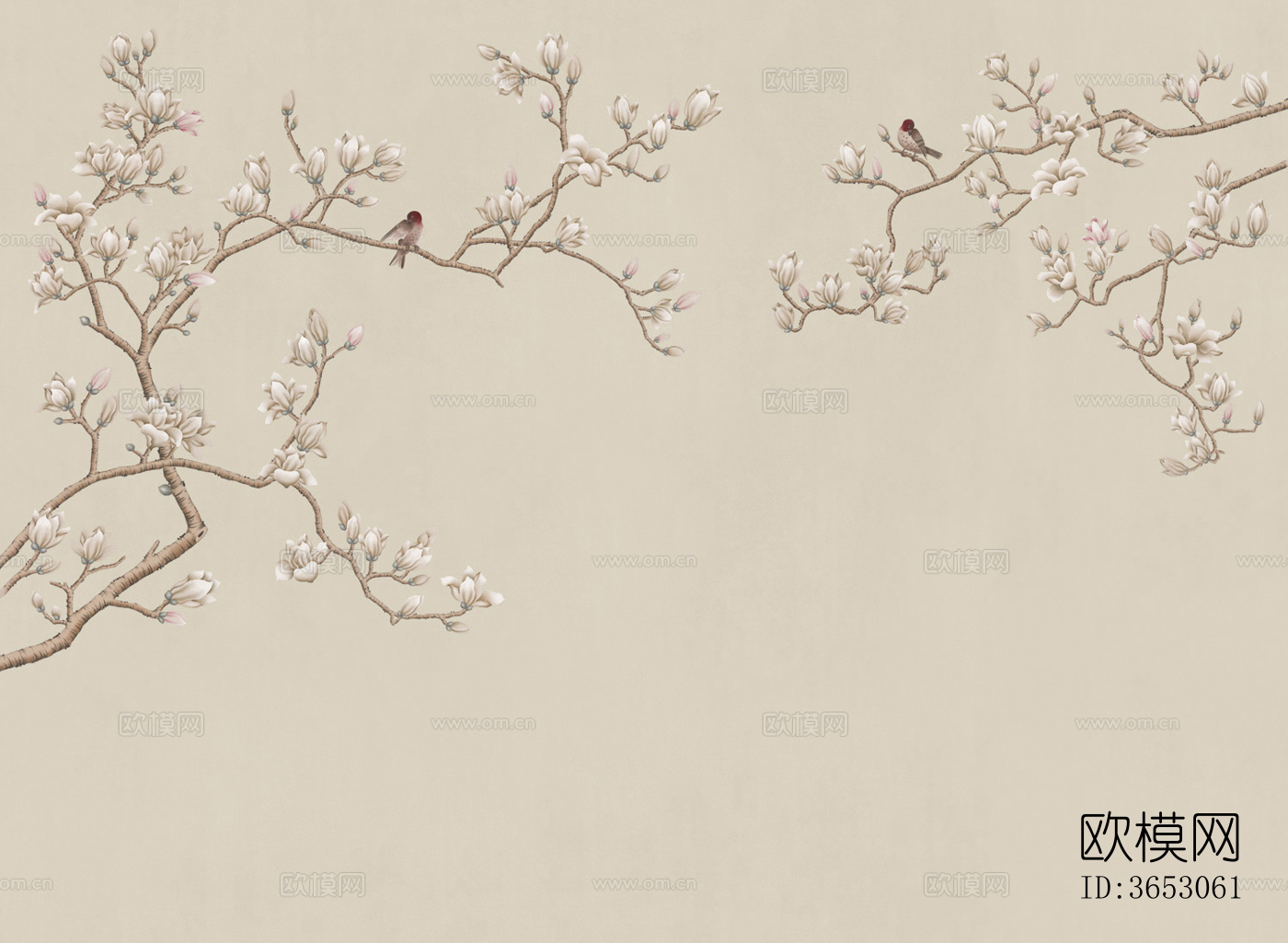 超清中式壁纸花鸟 荷壁画贴图下载