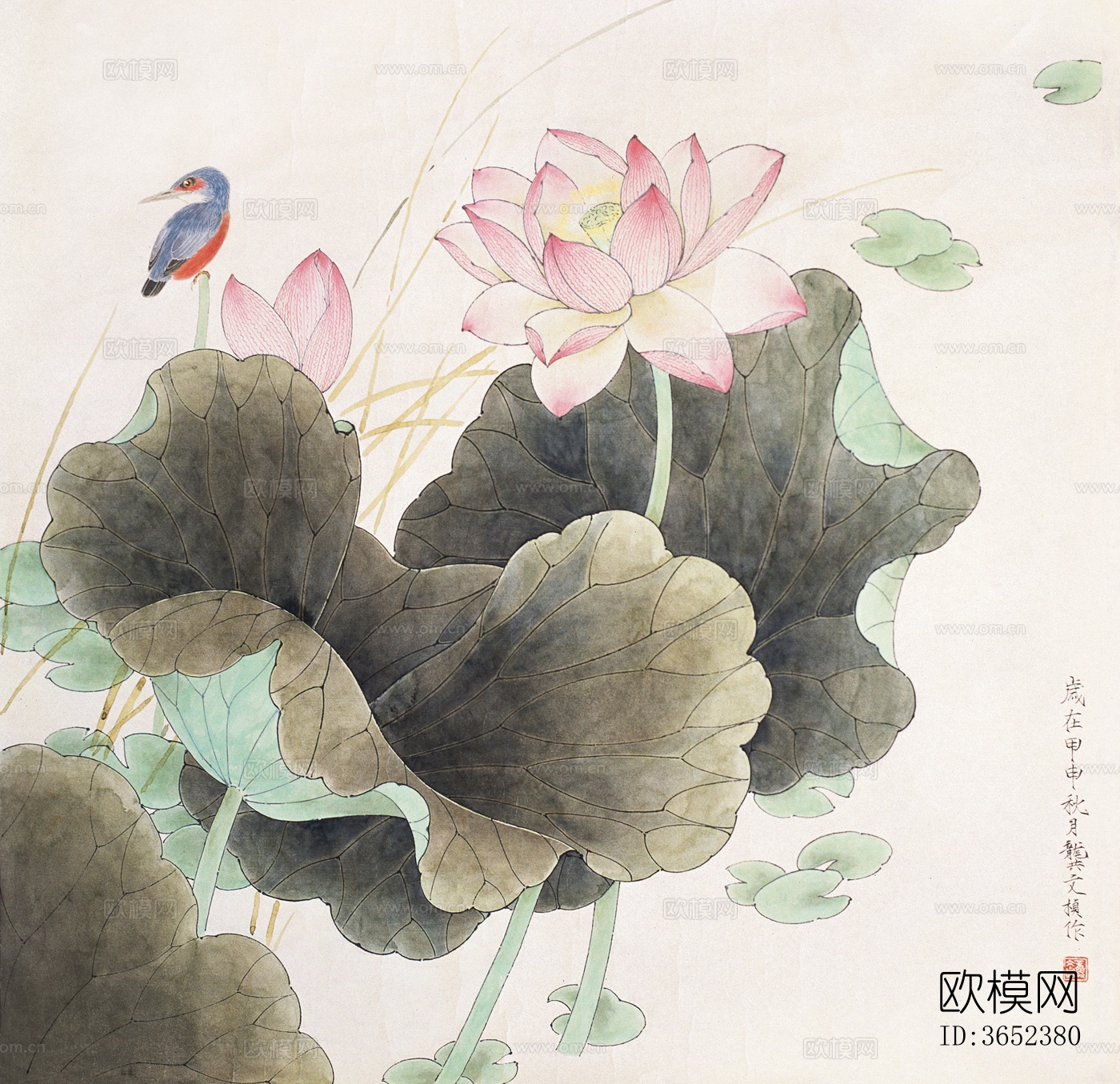 新中式荷花装饰画下载