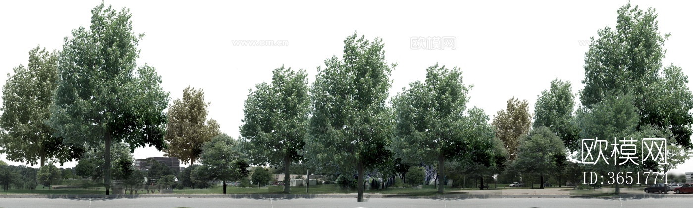 PNG免抠远景树林环境背景树木森林 乔木 景观植物 外景树下载（渲染图1）