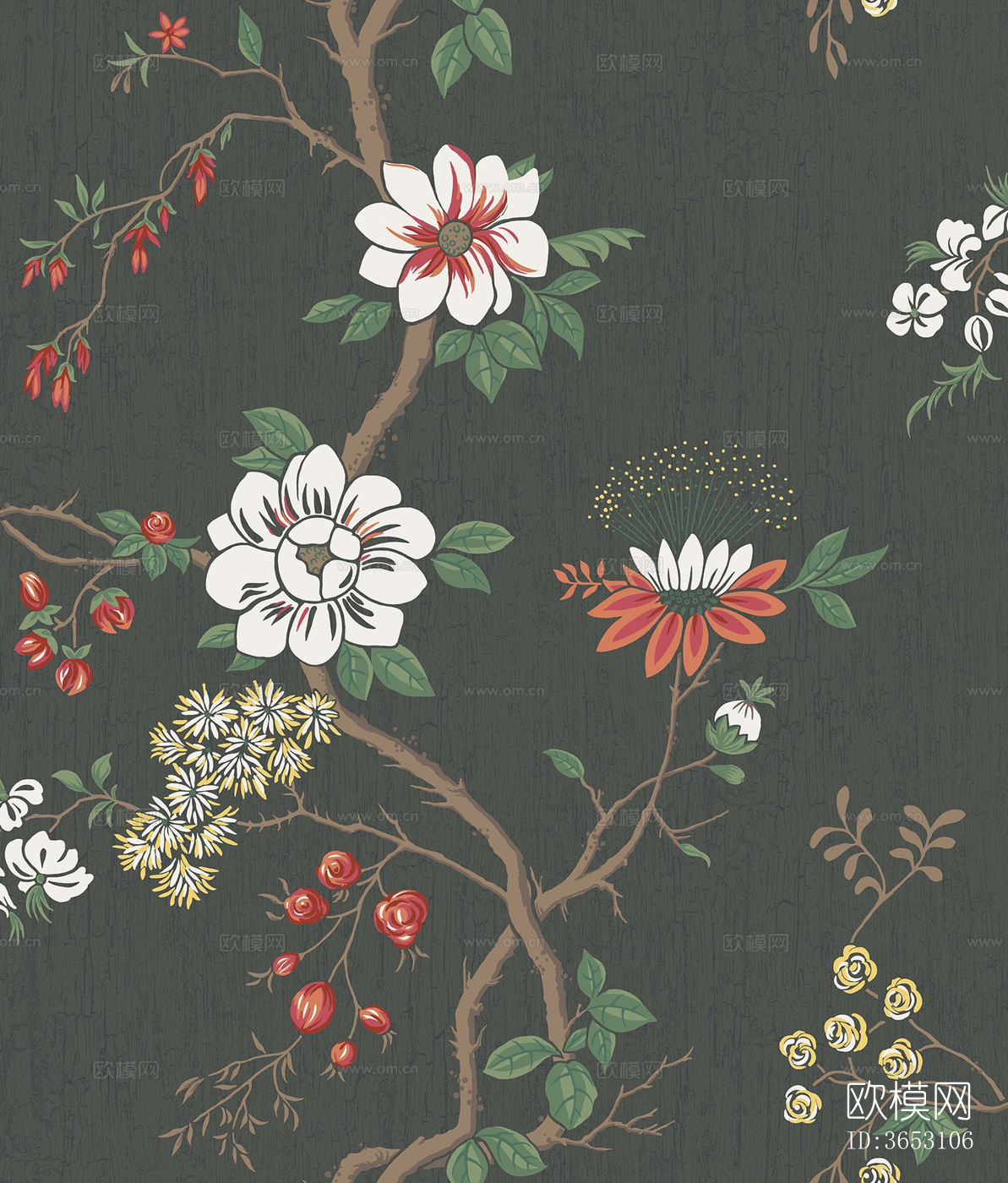 超清中式壁纸花鸟 荷壁画贴图下载