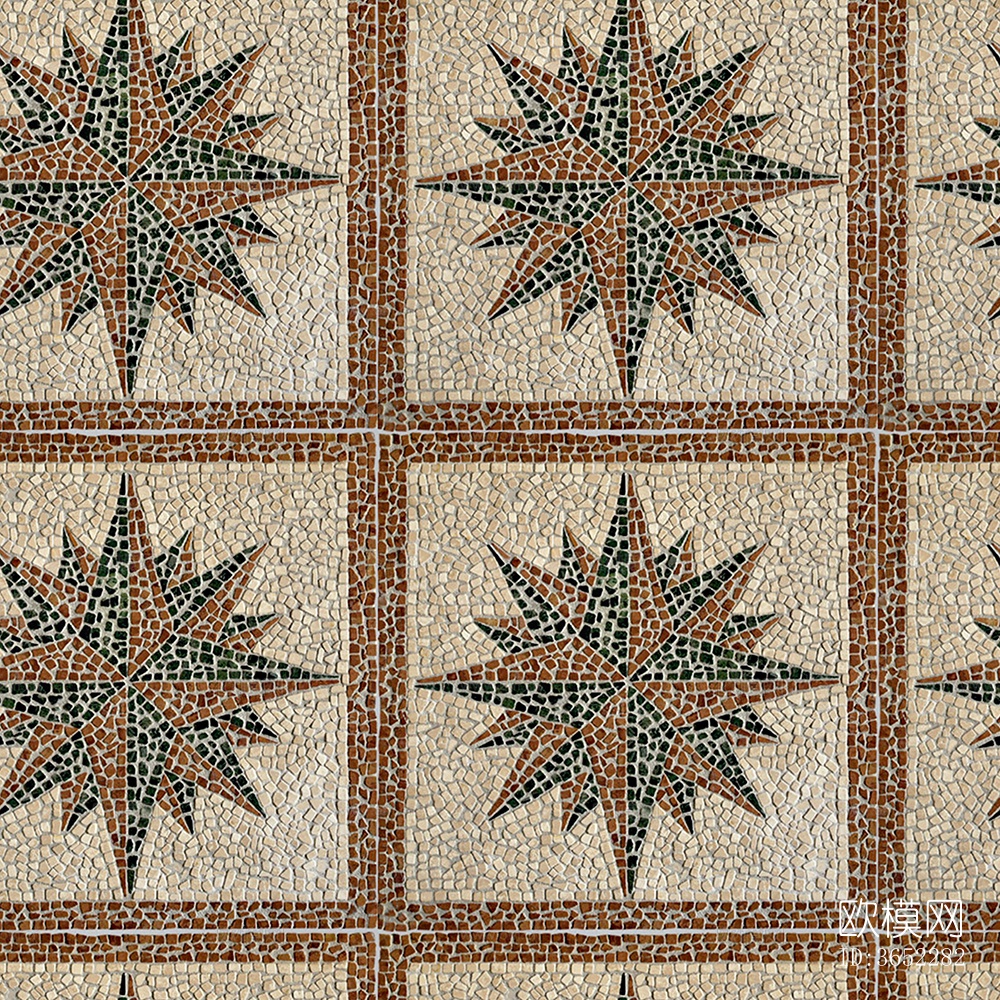 无缝石材马赛克拼花地砖人行道路地面广场铺贴下载