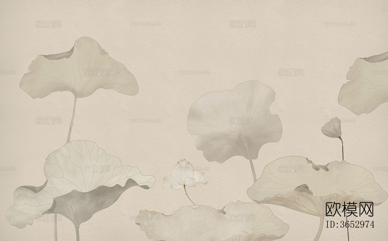 超清中式壁纸花鸟 荷壁画贴图下载