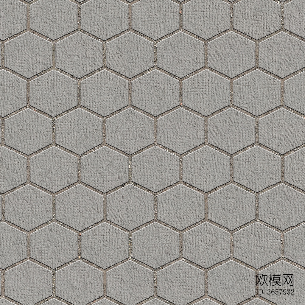 无缝六角形石材拼花地砖人行道路地面广场铺贴下载