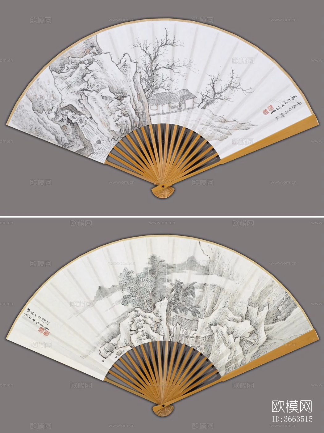 新中式折扇挂画下载