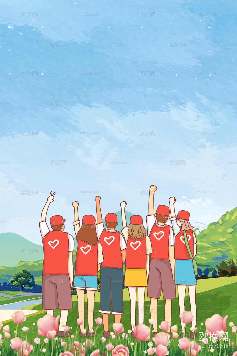 现代志愿者背景贴图下载