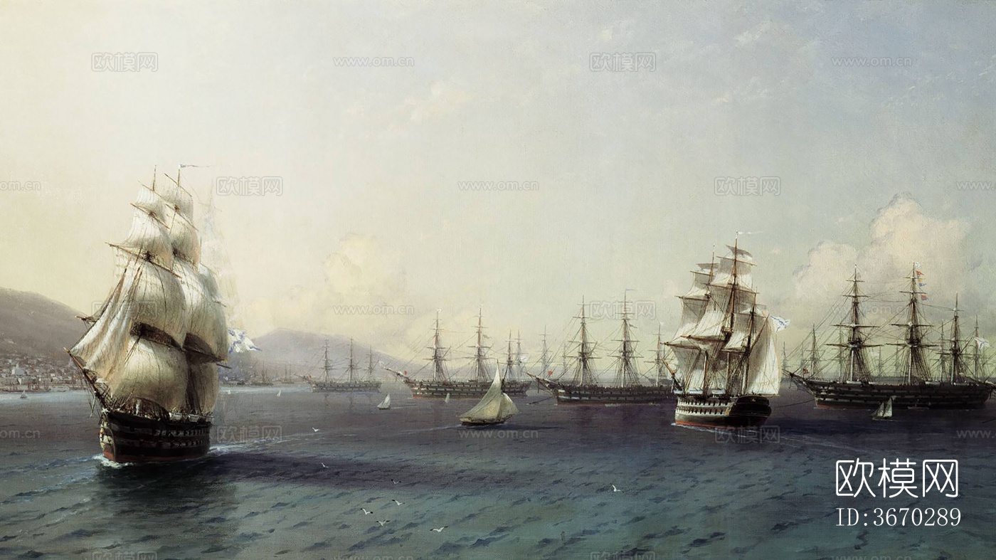 现代海洋舰船油画下载