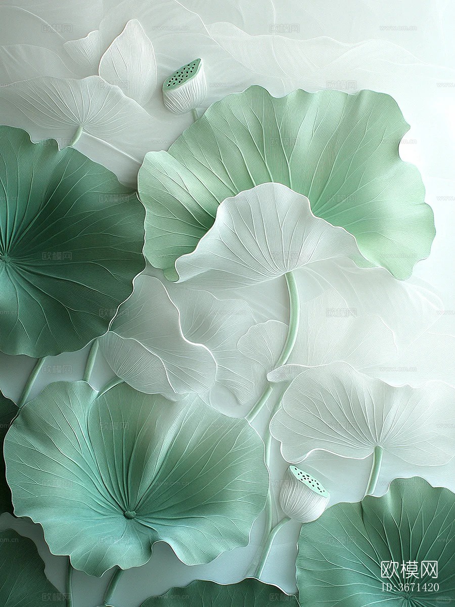 新中式荷花荷叶挂画壁纸下载