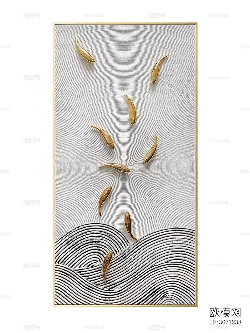 新中式九尾鱼装饰画贴图下载