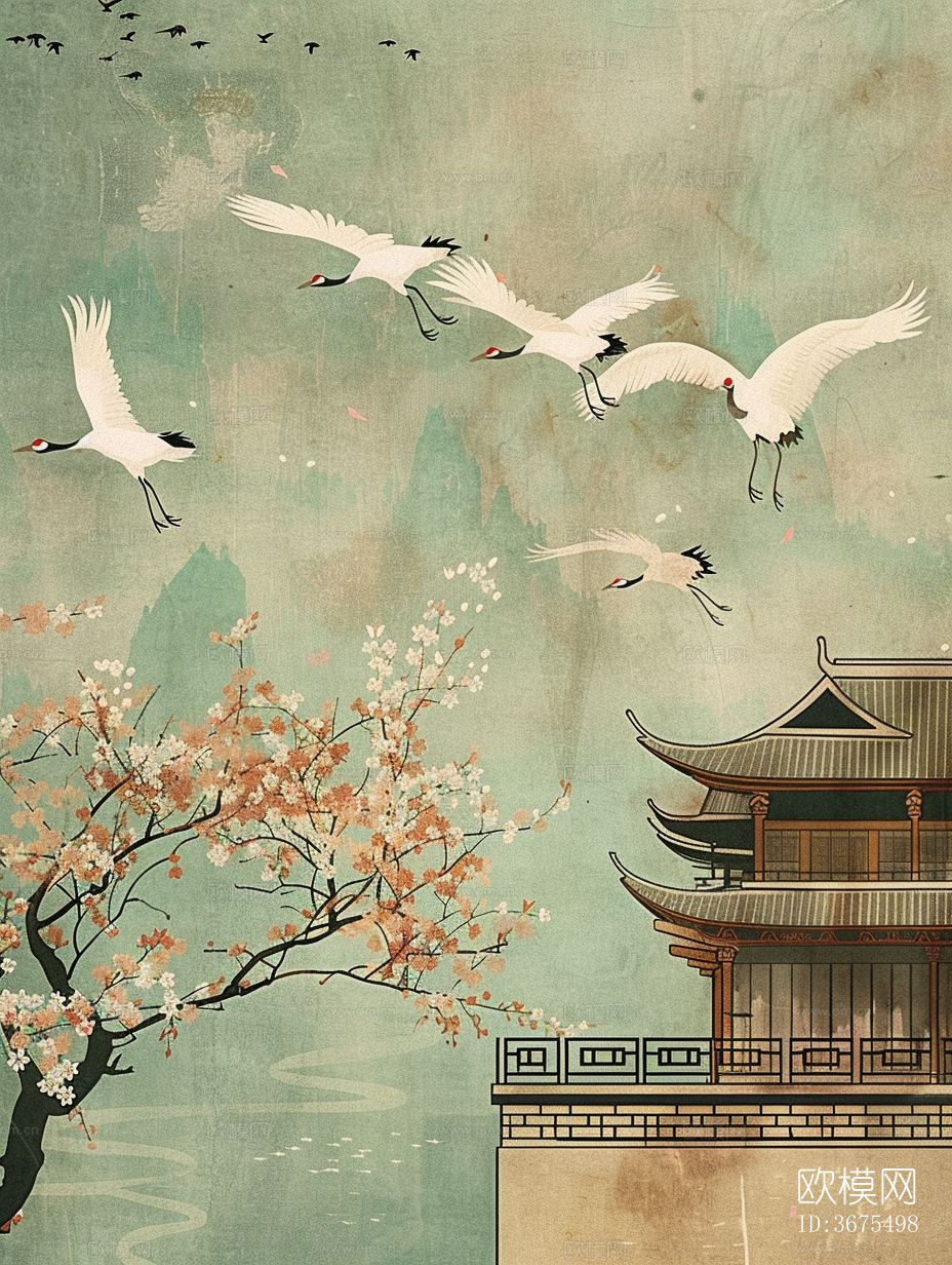 新中式中式挂画贴图下载