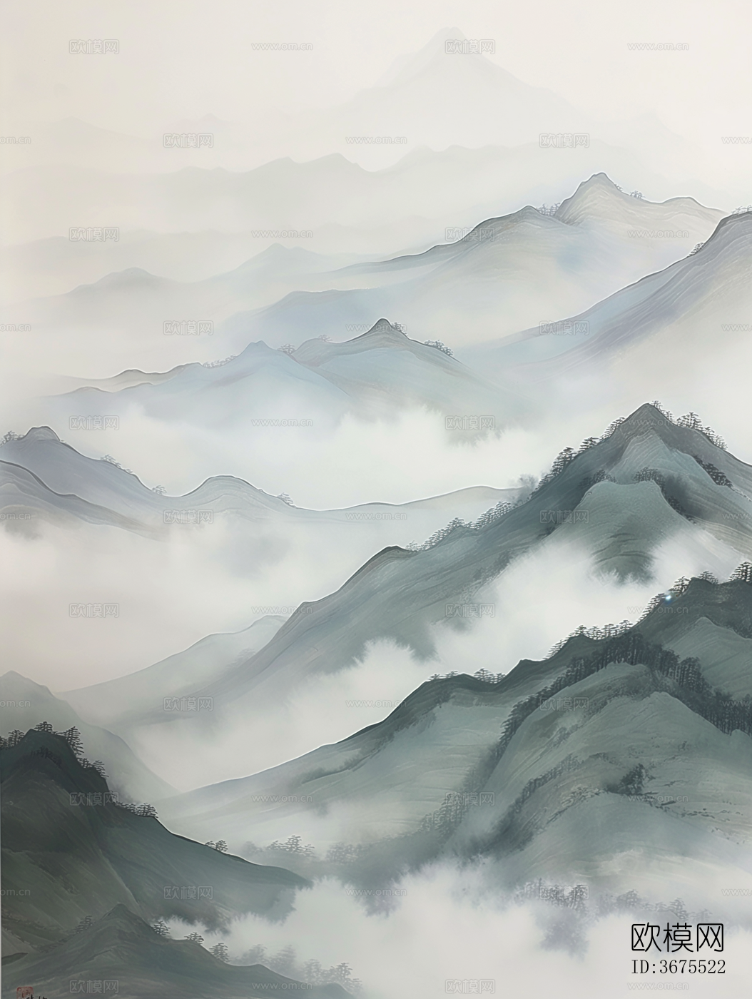 中式山水水墨意境画下载