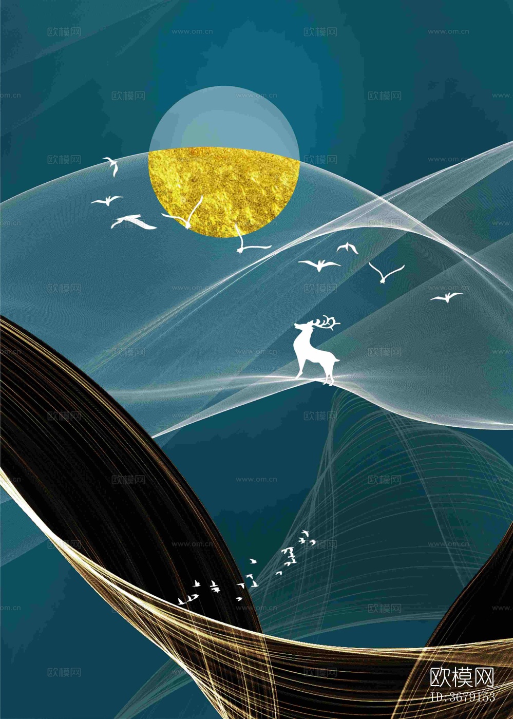 轻奢金箔装饰画下载