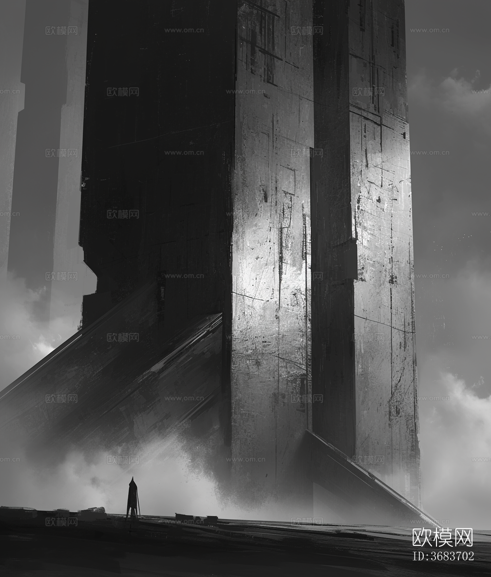 黑白概念建筑挂画下载