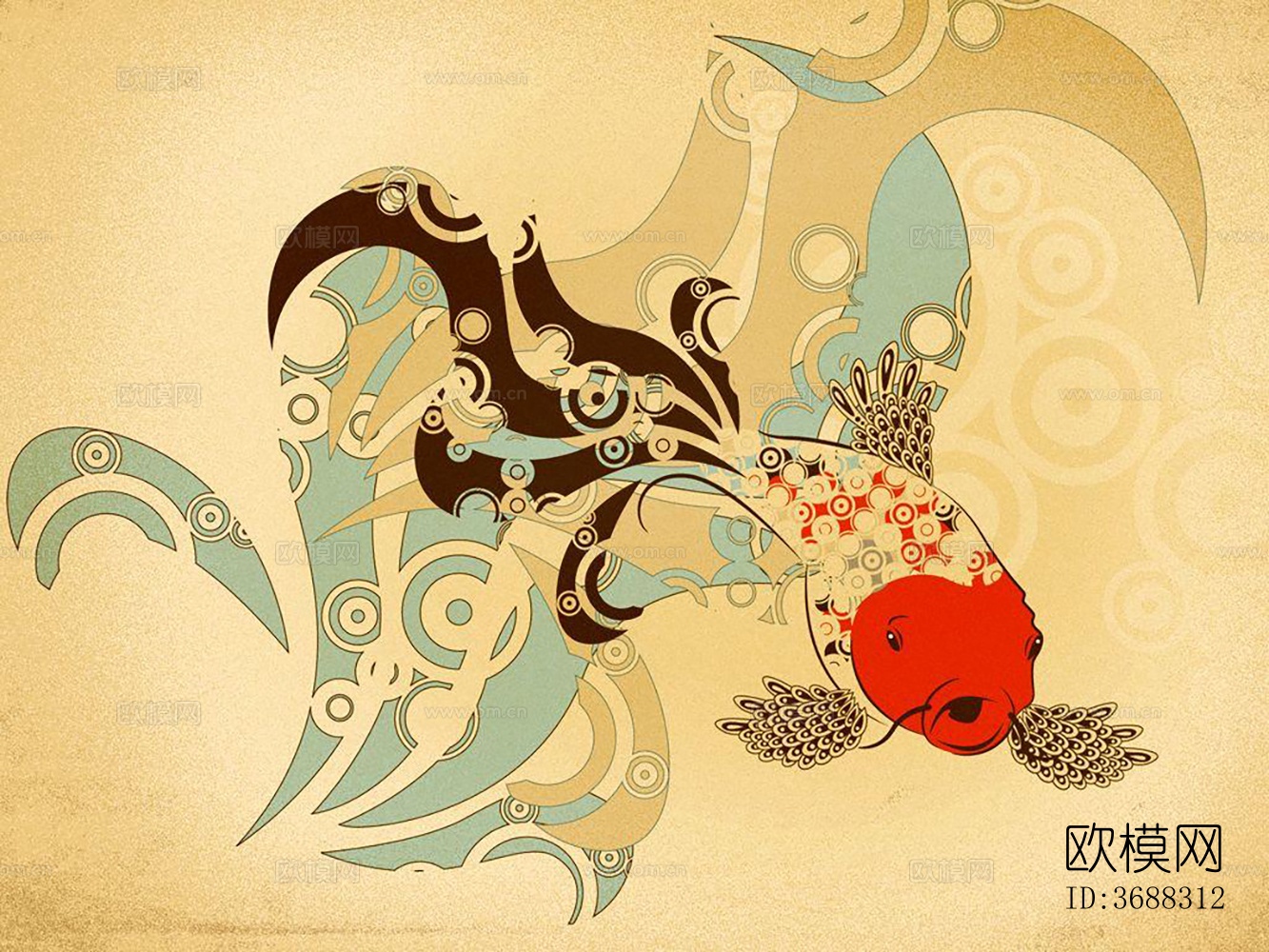 锦鲤画 墙画 壁画 装饰画下载