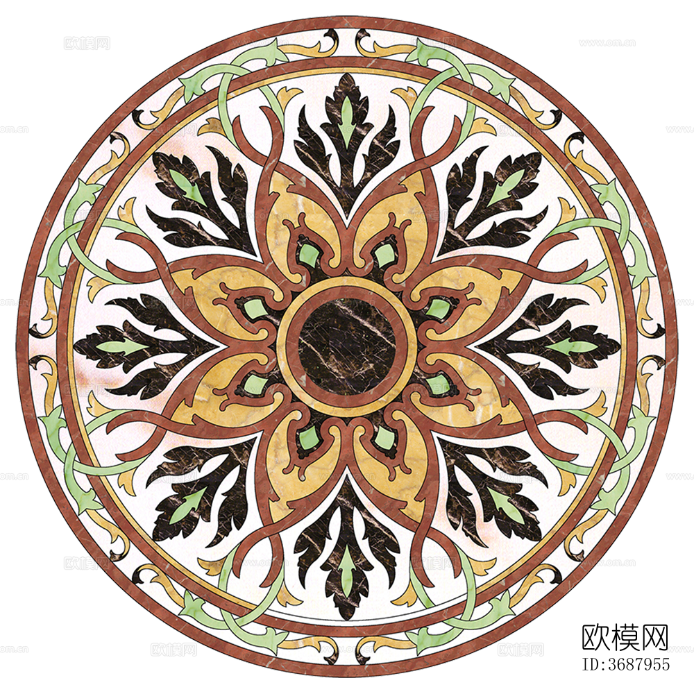 圆形免扣大理石材拼花图案纹理下载