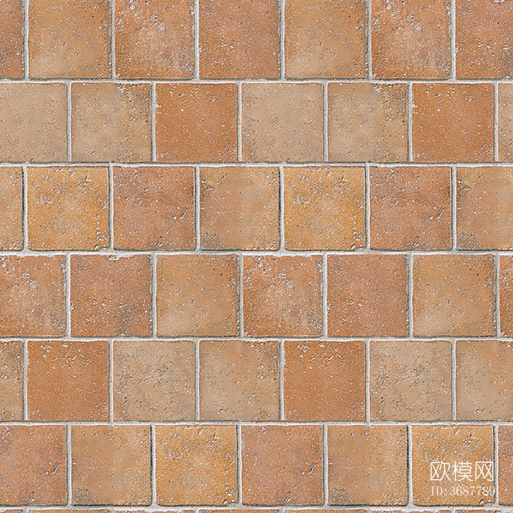 无缝米黄色陶瓦拼花地砖人行道路地面广场铺贴下载