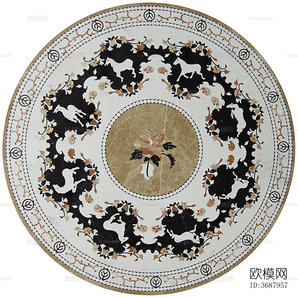 圆形免扣大理石材拼花图案纹理下载