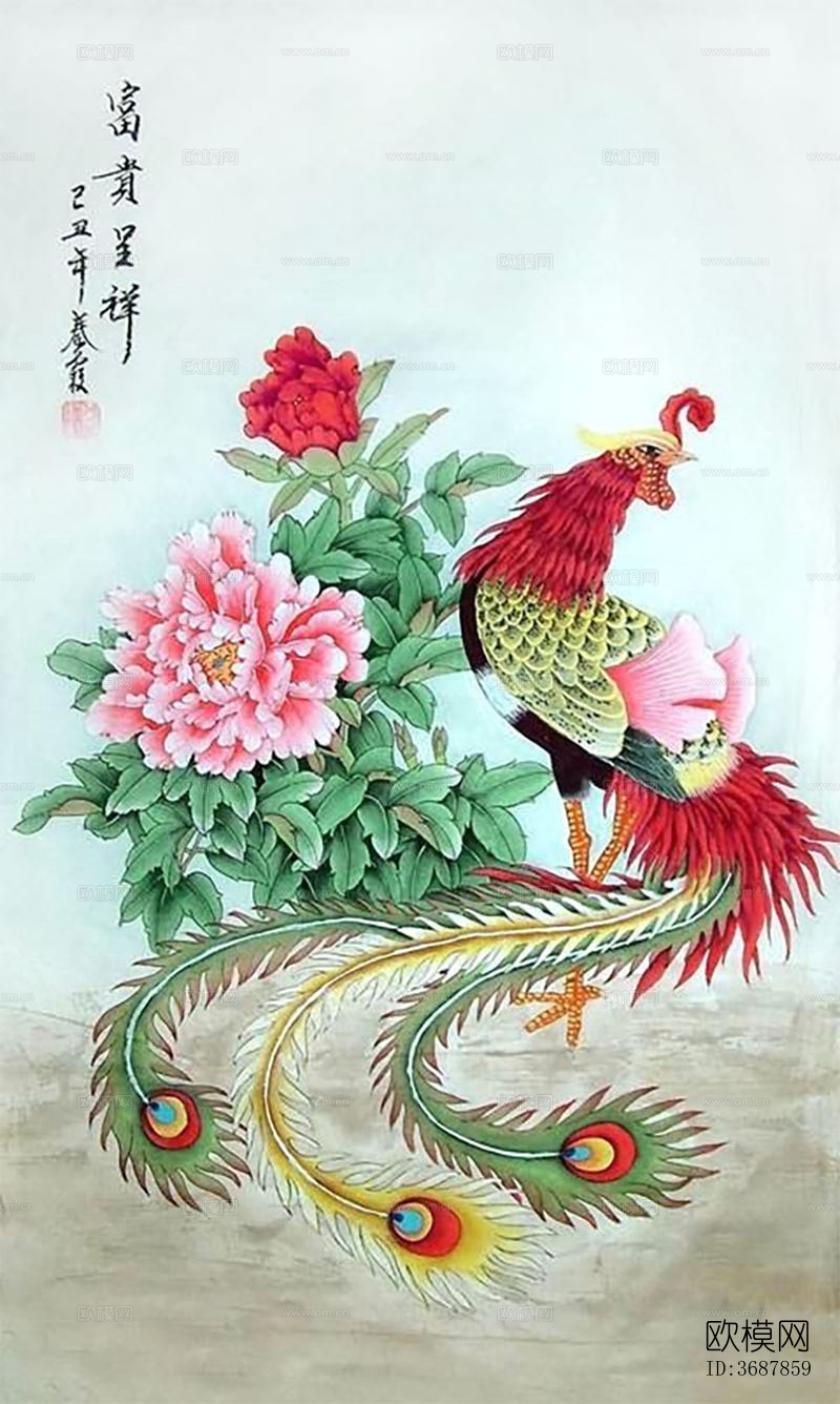 中式花鸟装饰画下载