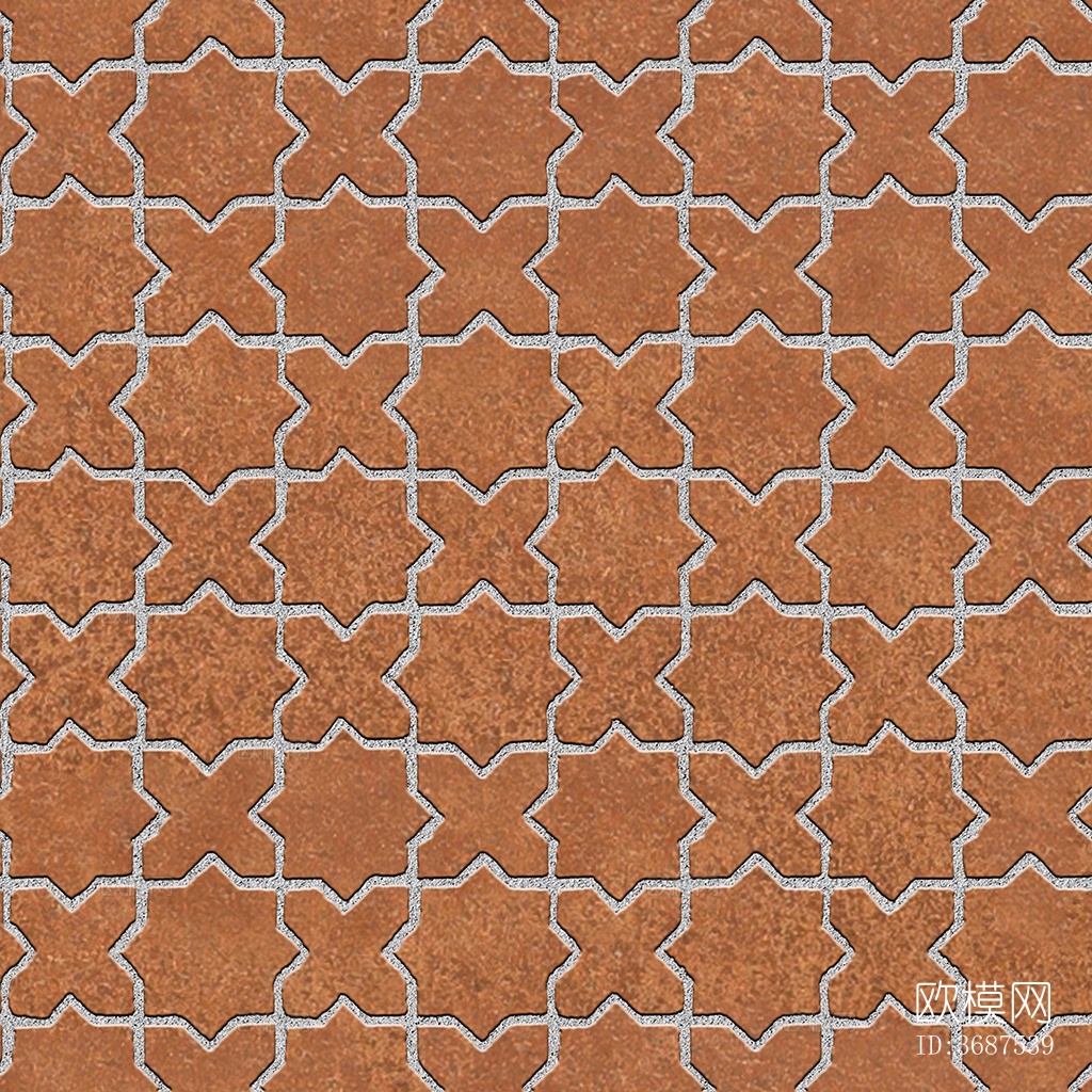 无缝陶瓦几何拼花地砖人行道路地面广场铺贴下载