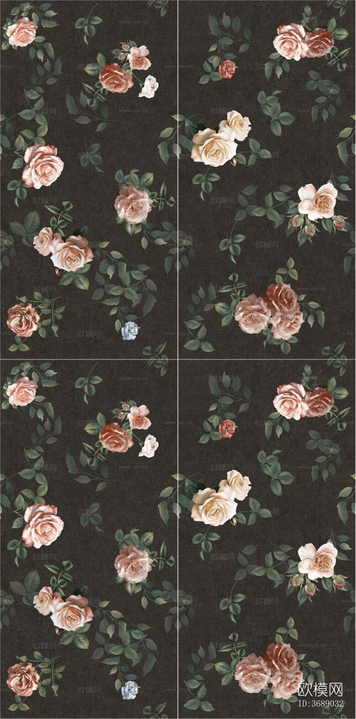 中式复古植物印花艺术砖下载