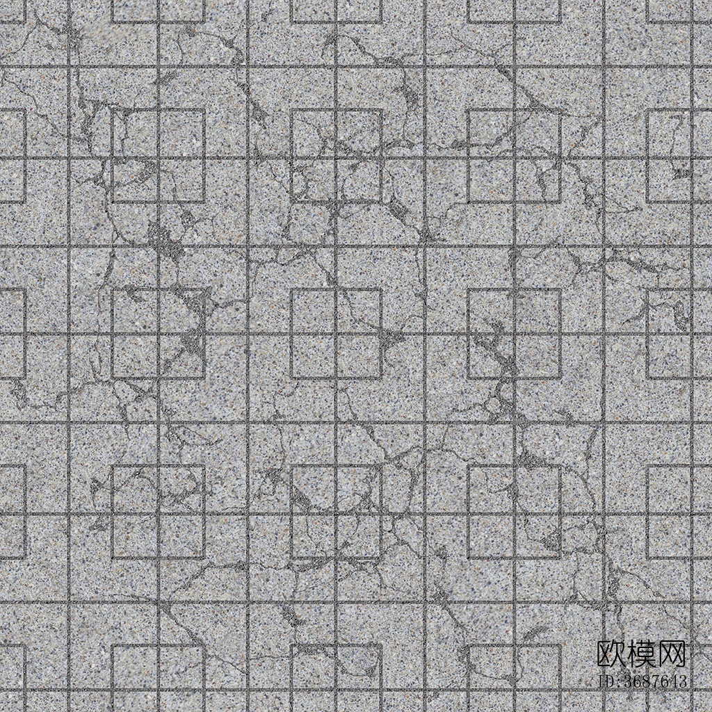 无缝破损水泥拼花地砖人行道路地面广场铺贴下载