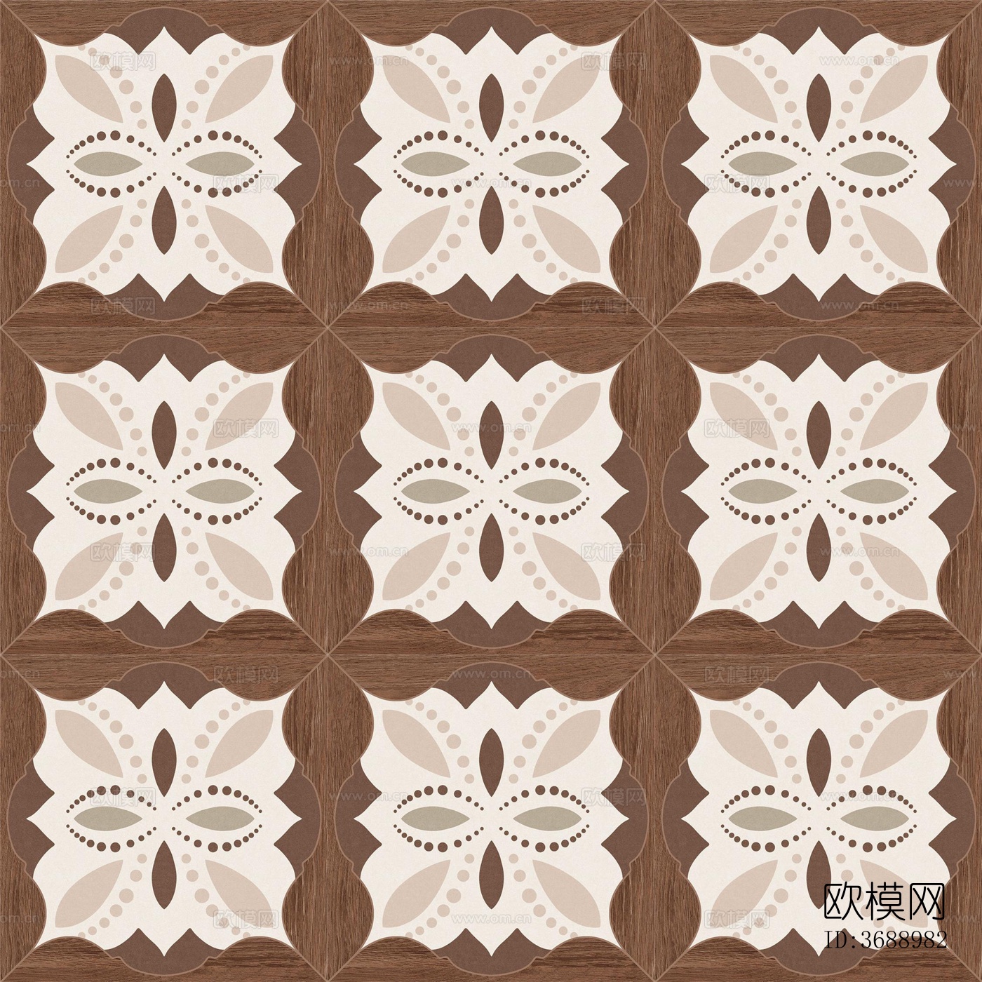 复古法式木纹木框拼花瓷砖下载