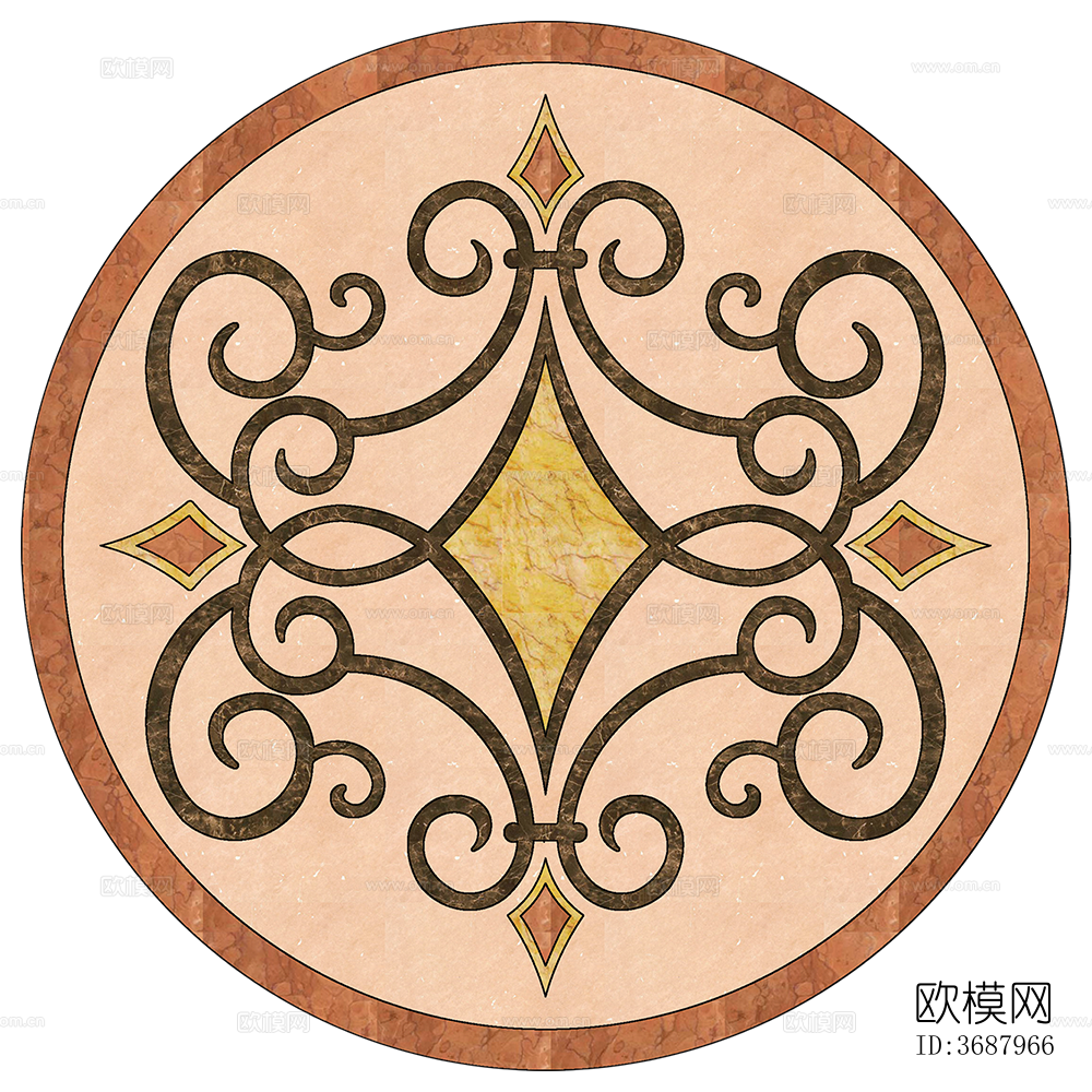 圆形免扣大理石材拼花图案纹理下载