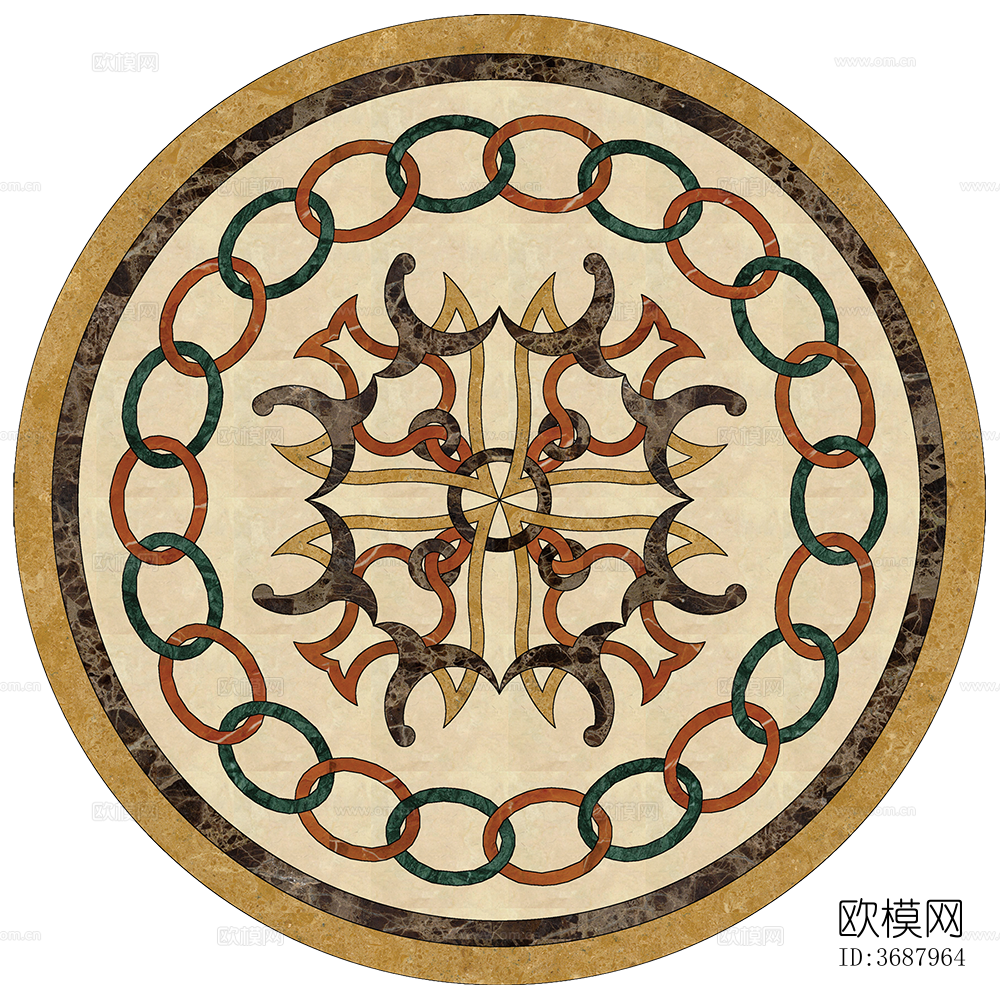 圆形免扣大理石材拼花图案纹理下载