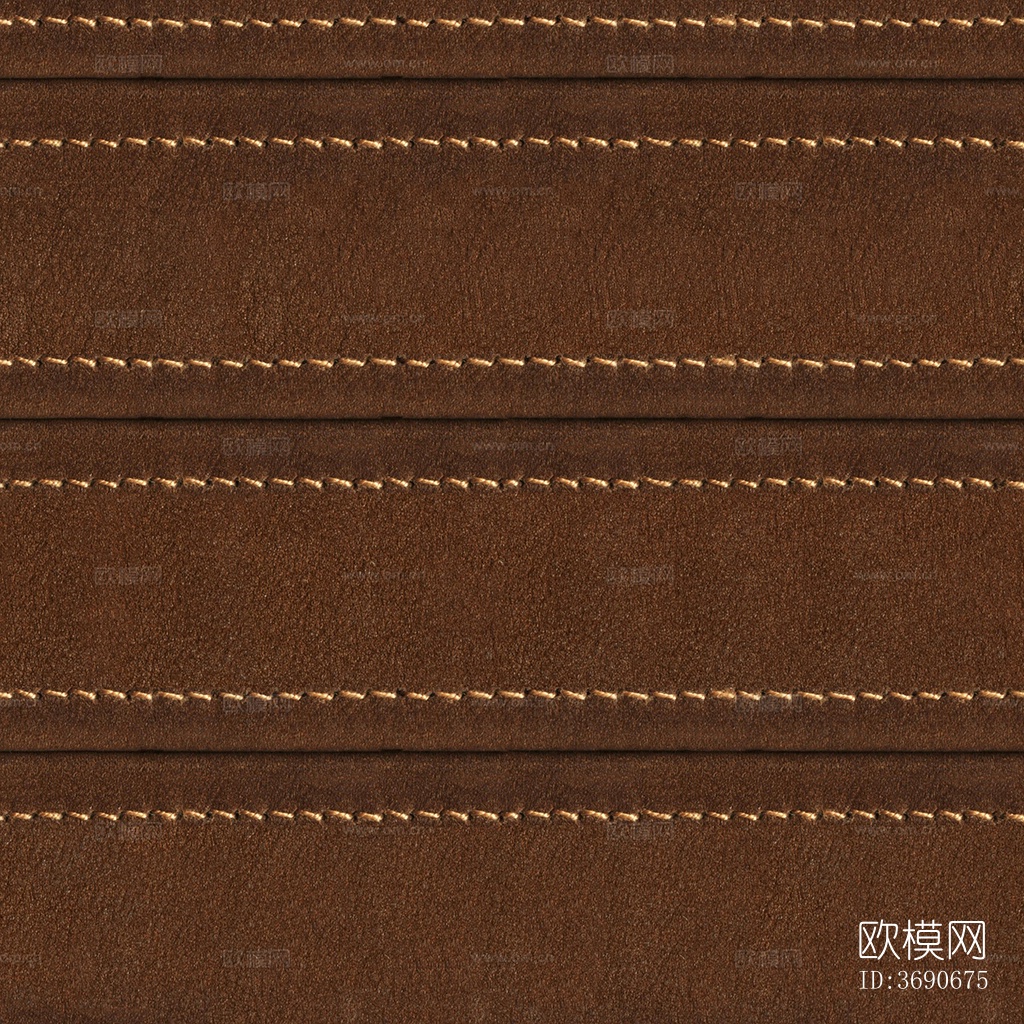 无缝棕色绗缝车线细纹软包皮革下载
