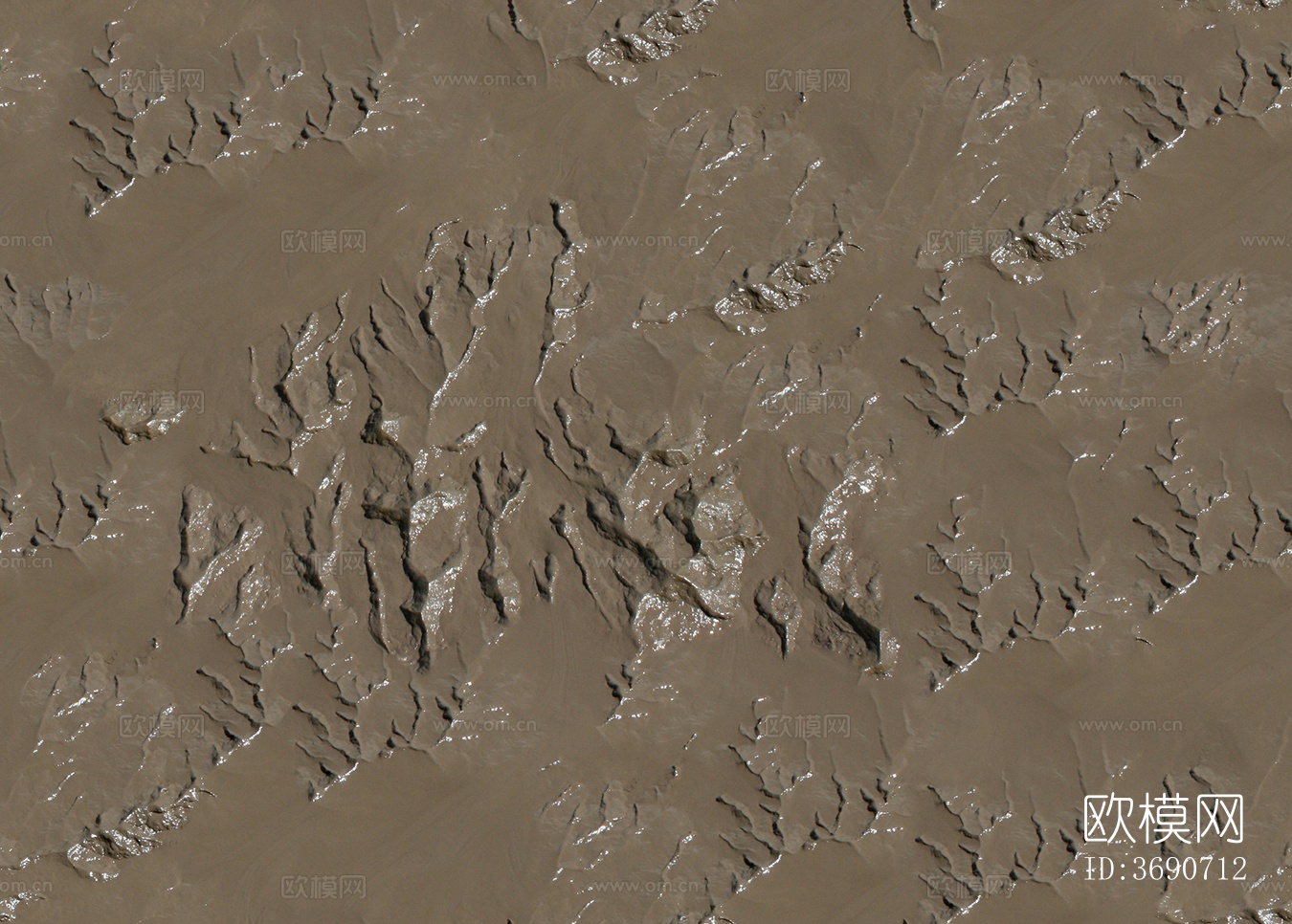 无缝棕黄色潮湿泥土道路地面下载