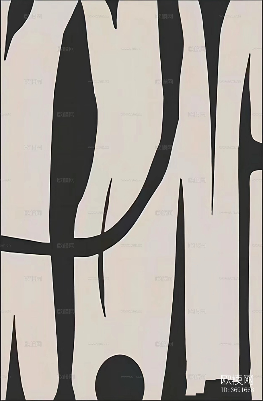 现代黑白抽象装饰画贴图下载