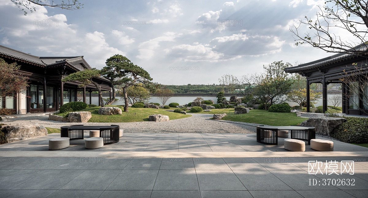 新中式园林景观外景贴图下载
