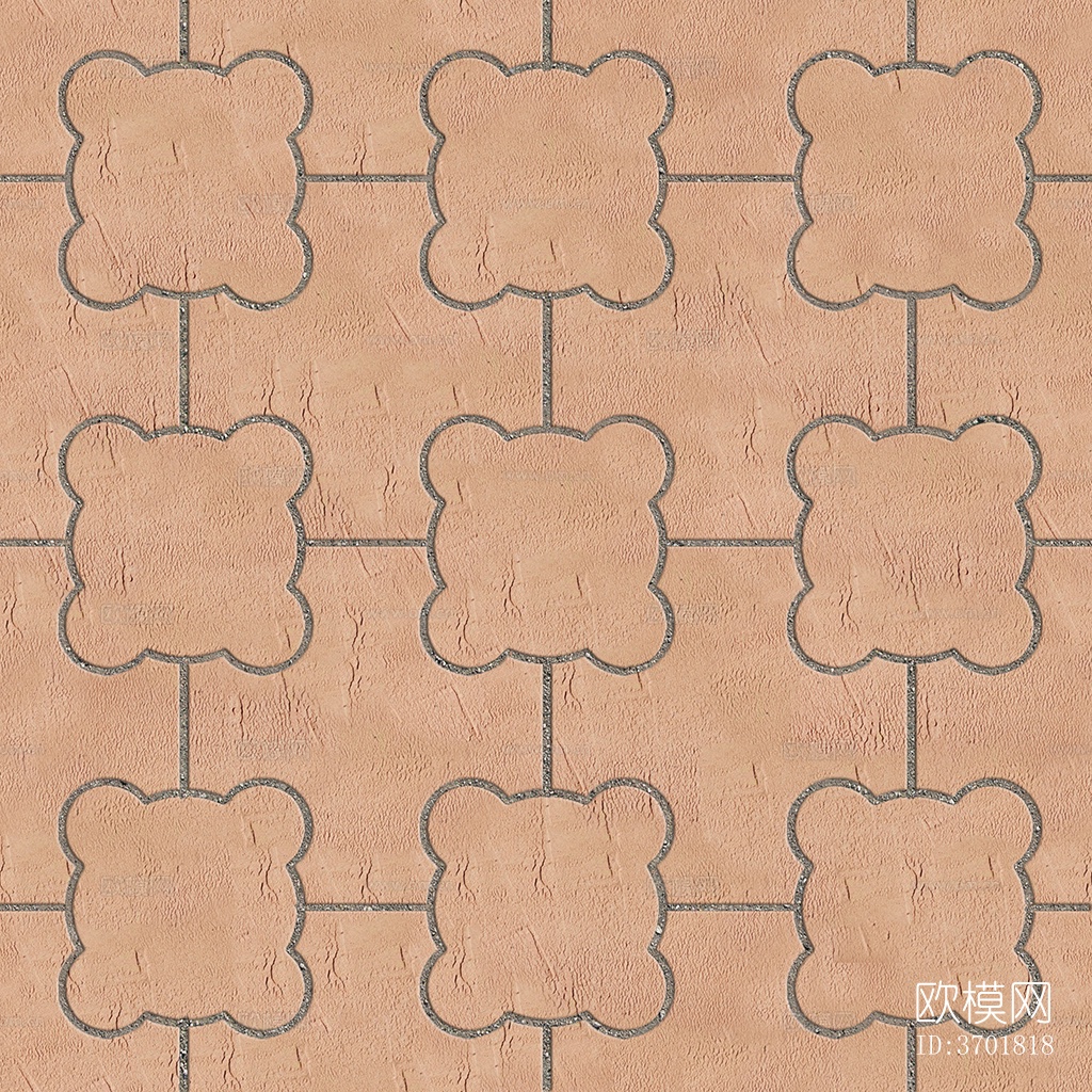 无缝陶瓦几何拼花地砖人行道路地面广场铺贴下载